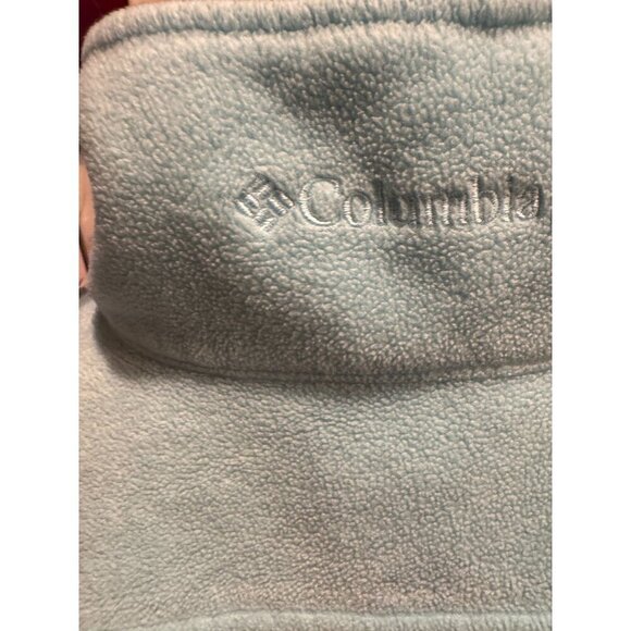Columbia Womens Medium Light Blue Full-Zip Fleece Jacket With High Collar & Long - Picture 6 of 11